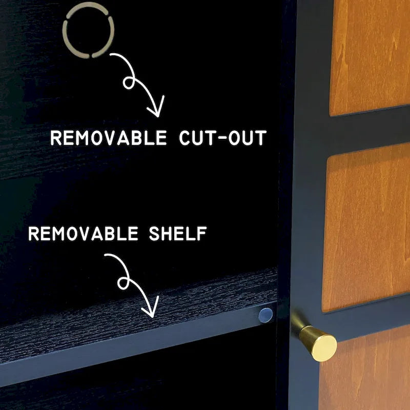 Black 60 TV Stand with Storage & Adjustable Shelves for 65 TVs