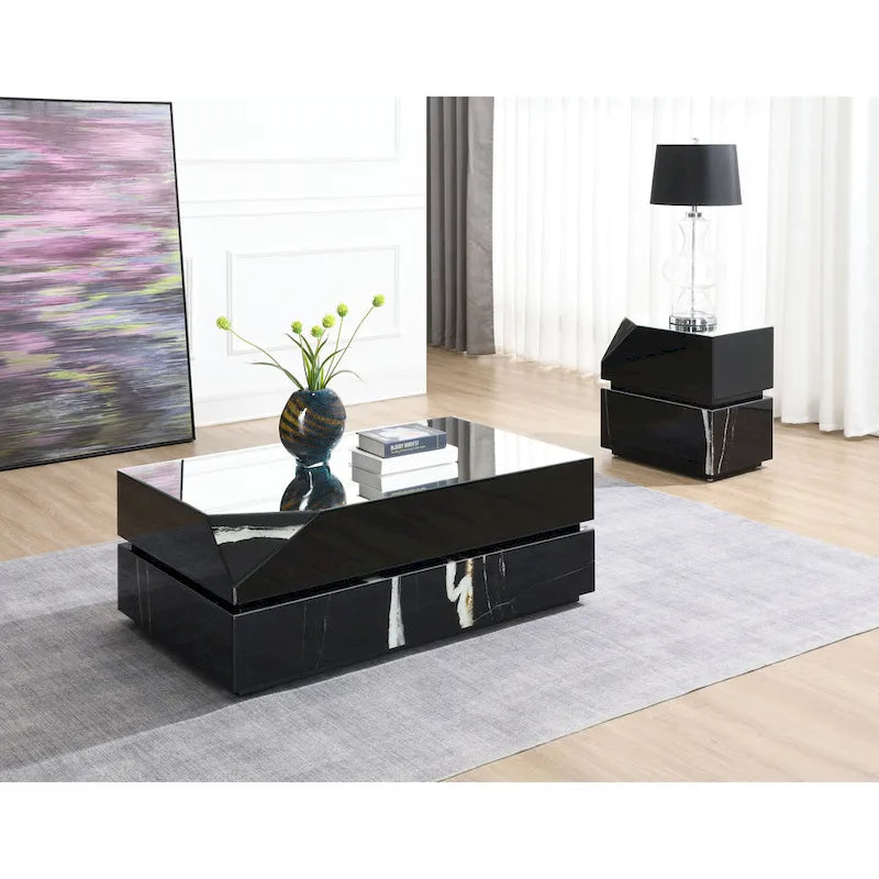 Black Mirrored Finish Coffee Table