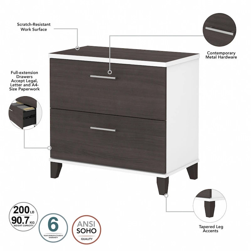 Bush Furniture Somerset 2 Drawer Lateral File Cabinet with Storage
