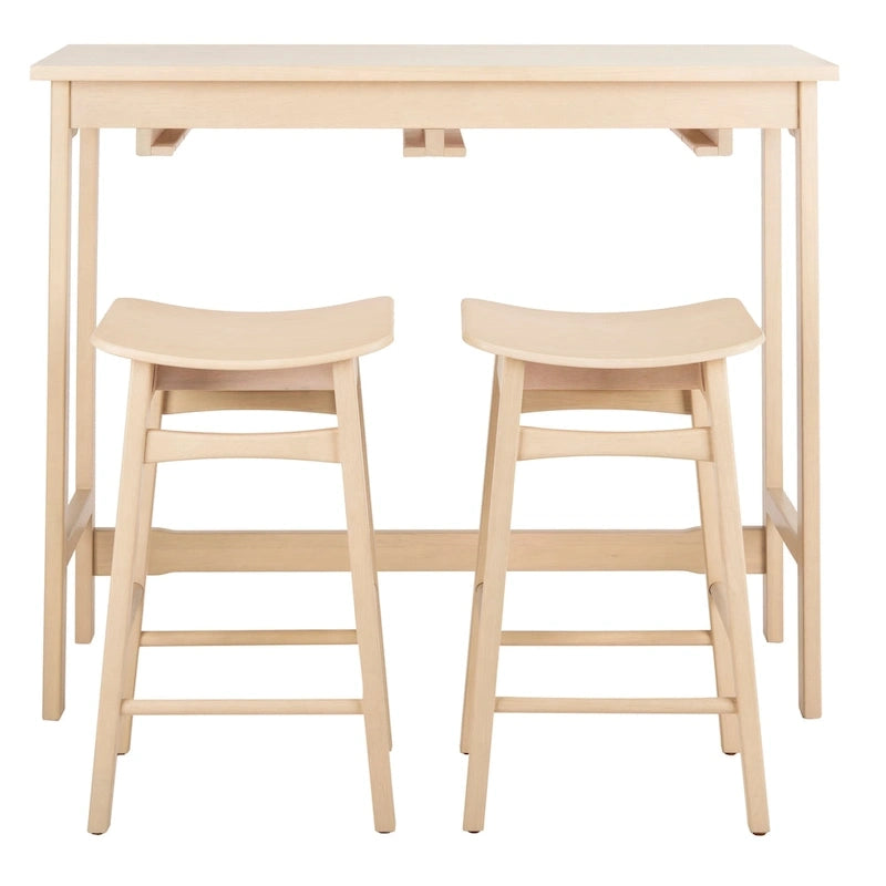 SAFAVIEH Neoma 3 Piece Pub Set - White Oak - 42.1 x 17.7 x 36.2 - 42Wx18Dx36H