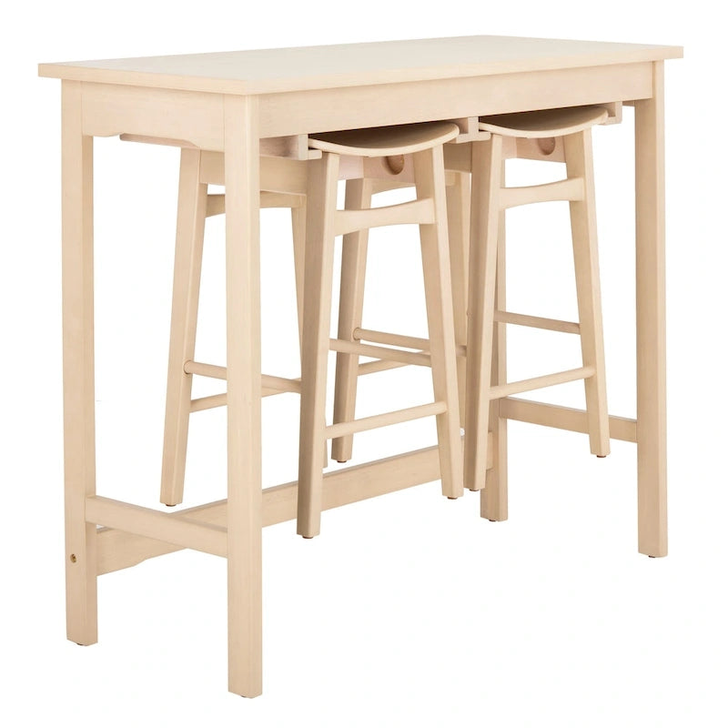SAFAVIEH Neoma 3 Piece Pub Set - White Oak - 42.1 x 17.7 x 36.2 - 42Wx18Dx36H