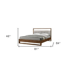 HomeRoots Brown and Gray Wood Tufted Upholstered King Bed Frame