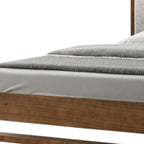 HomeRoots Brown and Gray Wood Tufted Upholstered King Bed Frame