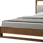 HomeRoots Brown and Gray Wood Tufted Upholstered King Bed Frame