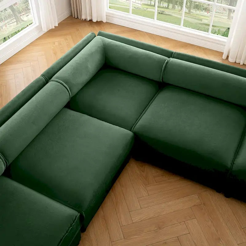 142.5 Chenille Upholstered U-Shaped Modular Sectional Sofa with Storage Seat, DIY Combination