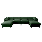 142.5 Chenille Upholstered U-Shaped Modular Sectional Sofa with Storage Seat, DIY Combination