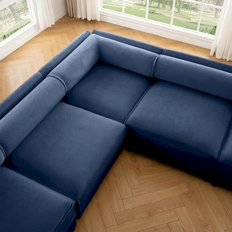 142.5 Chenille Upholstered U-Shaped Modular Sectional Sofa with Storage Seat, DIY Combination