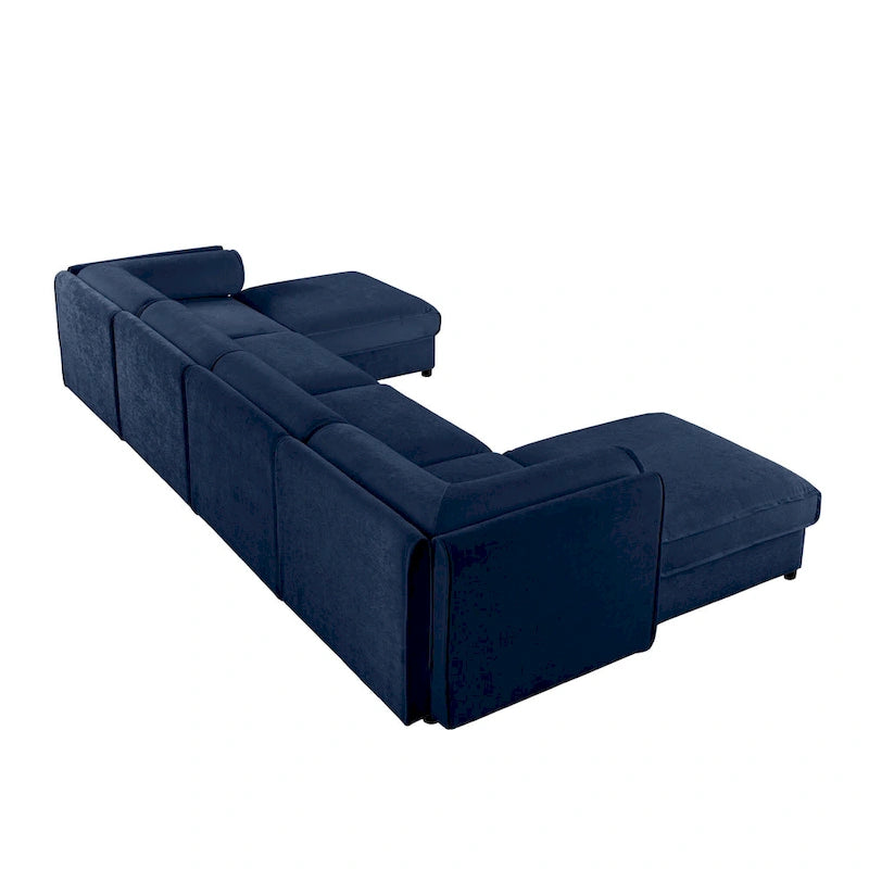 142.5 Chenille Upholstered U-Shaped Modular Sectional Sofa with Storage Seat, DIY Combination