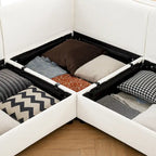 142.5 Chenille Upholstered U-Shaped Modular Sectional Sofa with Storage Seat, DIY Combination