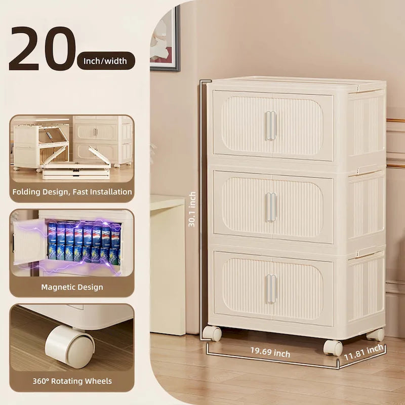 19.69 Side Wide Folding Storage Cabinet