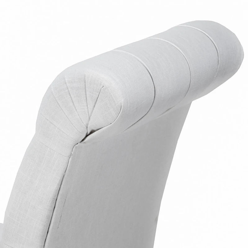 Feni Dining Parsons Chair Set of 2, Tufted Rolled, Off White Linen