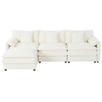 109.45 Chenille Upholstered L-Shaped Modular Sectional Sofa with Double-Layer Cushions, DIY Combination