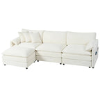 109.45 Chenille Upholstered L-Shaped Modular Sectional Sofa with Double-Layer Cushions, DIY Combination