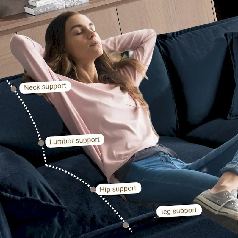 109.45 Chenille Upholstered L-Shaped Modular Sectional Sofa with Double-Layer Cushions, DIY Combination