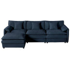 109.45 Chenille Upholstered L-Shaped Modular Sectional Sofa with Double-Layer Cushions, DIY Combination
