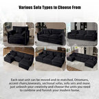 109.45 Chenille Upholstered L-Shaped Modular Sectional Sofa with Double-Layer Cushions, DIY Combination