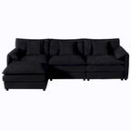 109.45 Chenille Upholstered L-Shaped Modular Sectional Sofa with Double-Layer Cushions, DIY Combination