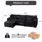 109.45 Chenille Upholstered L-Shaped Modular Sectional Sofa with Double-Layer Cushions, DIY Combination