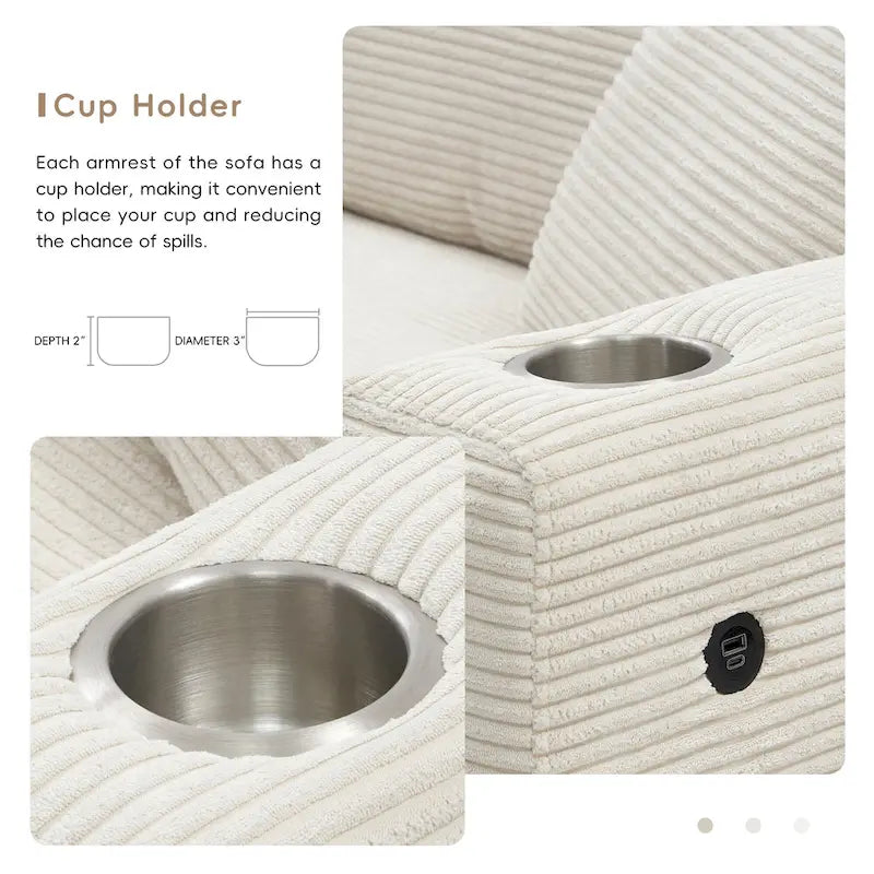 Lalo Modern Corduroy Oversized Sectional Sofa by GDFStudio