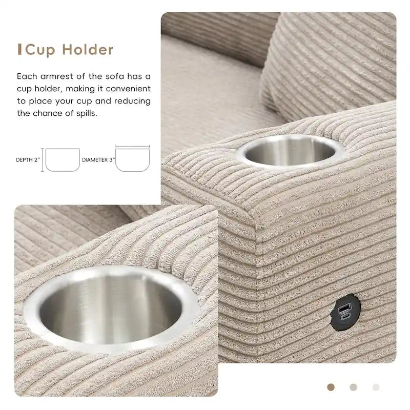 Lalo Modern Corduroy Oversized Sectional Sofa by GDFStudio