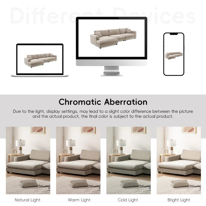 Lalo Modern Corduroy Oversized Sectional Sofa by GDFStudio