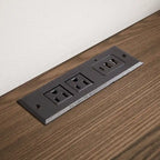 Mid Century Writing Study Desk with Built In USB and Power Outlet and 2 Storage Spaces for Home Office and Study or Bedroom