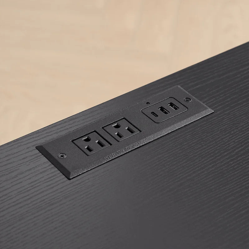 Mid Century Writing Study Desk with Built In USB and Power Outlet and 2 Storage Spaces for Home Office and Study or Bedroom