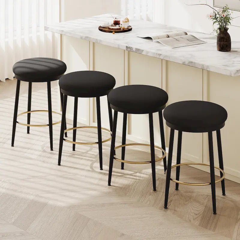 Roomfitters Modern Counter Stools, Set of 2 Bar Height Chairs with Iron Frame, Cushioned Seat and Footrest