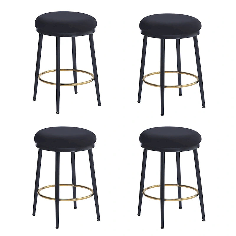 Roomfitters Modern Counter Stools, Set of 2 Bar Height Chairs with Iron Frame, Cushioned Seat and Footrest