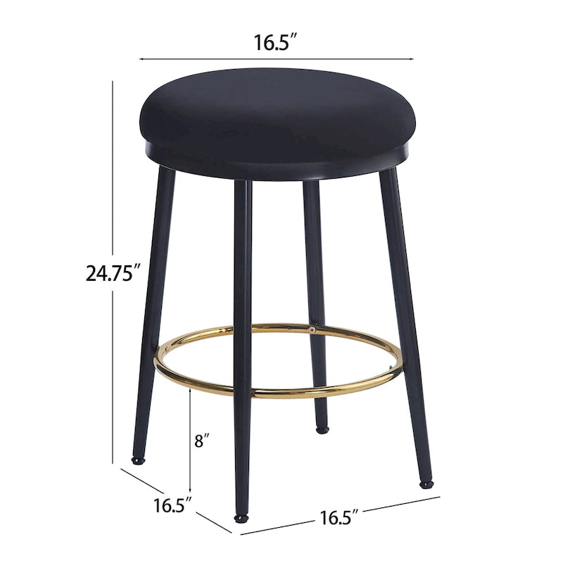 Roomfitters Modern Counter Stools, Set of 2 Bar Height Chairs with Iron Frame, Cushioned Seat and Footrest