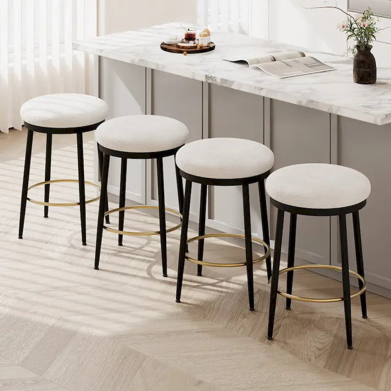 Roomfitters Modern Counter Stools, Set of 2 Bar Height Chairs with Iron Frame, Cushioned Seat and Footrest