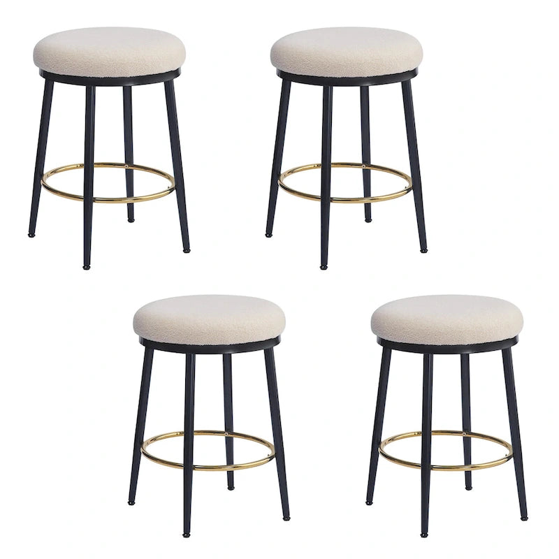 Roomfitters Modern Counter Stools, Set of 2 Bar Height Chairs with Iron Frame, Cushioned Seat and Footrest