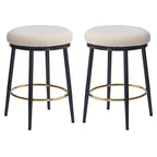 Roomfitters Modern Counter Stools, Set of 2 Bar Height Chairs with Iron Frame, Cushioned Seat and Footrest