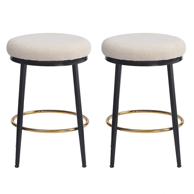 Roomfitters Modern Counter Stools, Set of 2 Bar Height Chairs with Iron Frame, Cushioned Seat and Footrest
