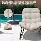 Outdoor Papasan Chairs with Cushion PE Rattan Patio Cozy Chairs with Side Table