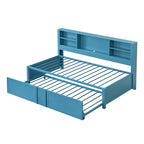 Metal Twin Size Daybed w/Twin Size Trundle, Storage Shelves, USB Ports