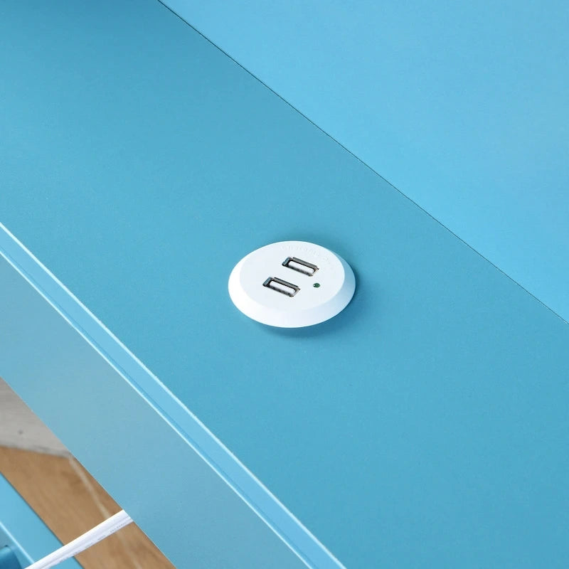 Metal Twin Size Daybed w/Twin Size Trundle, Storage Shelves, USB Ports