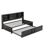 Metal Twin Size Daybed w/Twin Size Trundle, Storage Shelves, USB Ports