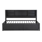 Metal Twin Size Daybed w/Twin Size Trundle, Storage Shelves, USB Ports