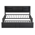 Metal Twin Size Daybed w/Twin Size Trundle, Storage Shelves, USB Ports