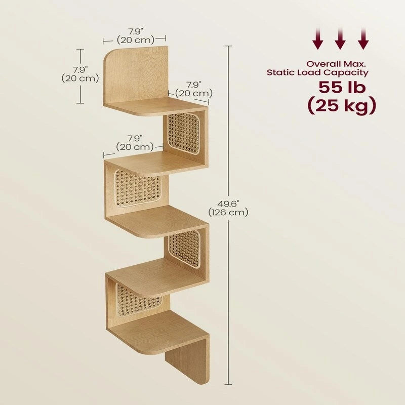 5-Tier Corner Shelf - 7.9D x 7.9W x 49.6H