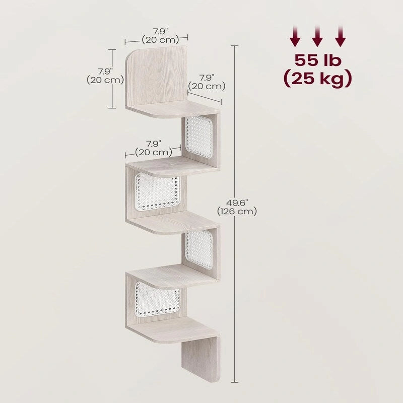 5-Tier Corner Shelf - 7.9D x 7.9W x 49.6H