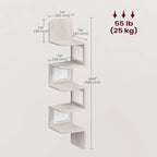5-Tier Corner Shelf - 7.9D x 7.9W x 49.6H