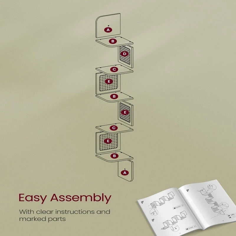 5-Tier Corner Shelf - 7.9D x 7.9W x 49.6H