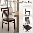 Costway Farmhouse Dining Chair Set of 2/4 Armless Wooden Chair with
