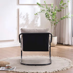 FERPIT Modern Curved Accent Chair with Faux Linen Upholstery, Comfy Lounge Chair with Metal Frame & Cushions