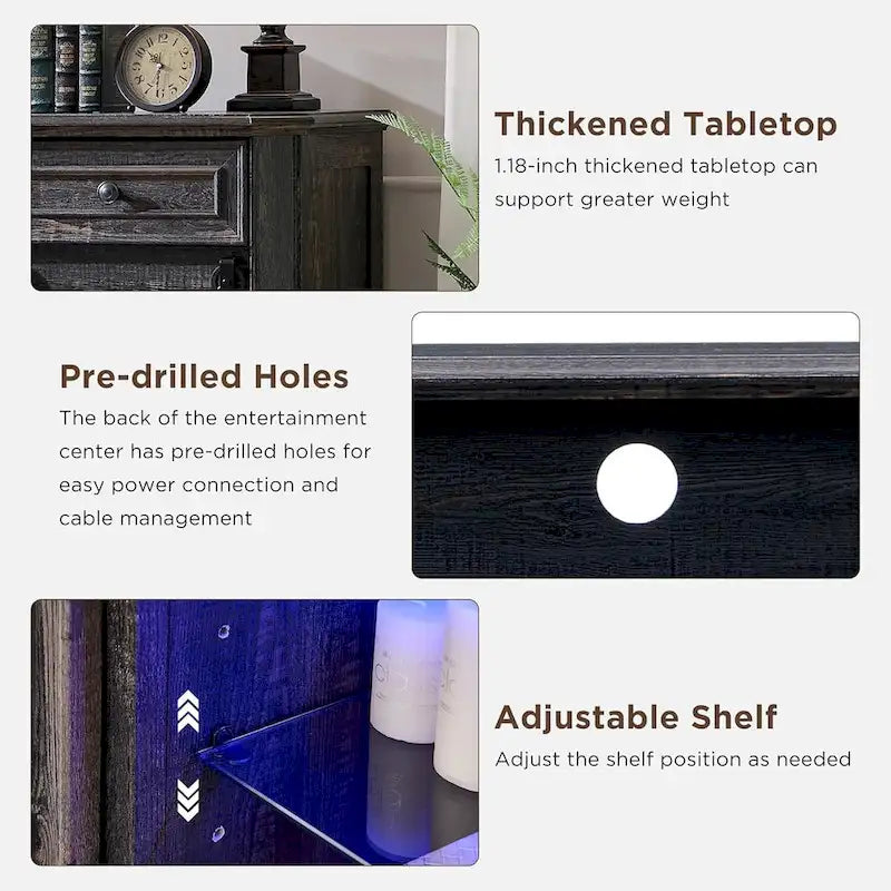 Farmhouse Fireplace TV Stand for 85 Inch TV, Entertainment Center