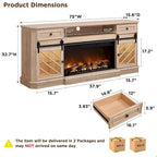 Farmhouse Fireplace TV Stand for 85 Inch TV, Entertainment Center