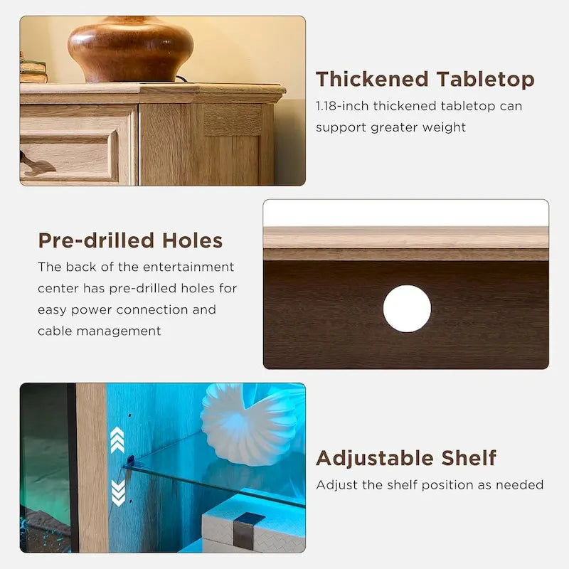 Farmhouse Fireplace TV Stand for 85 Inch TV, Entertainment Center