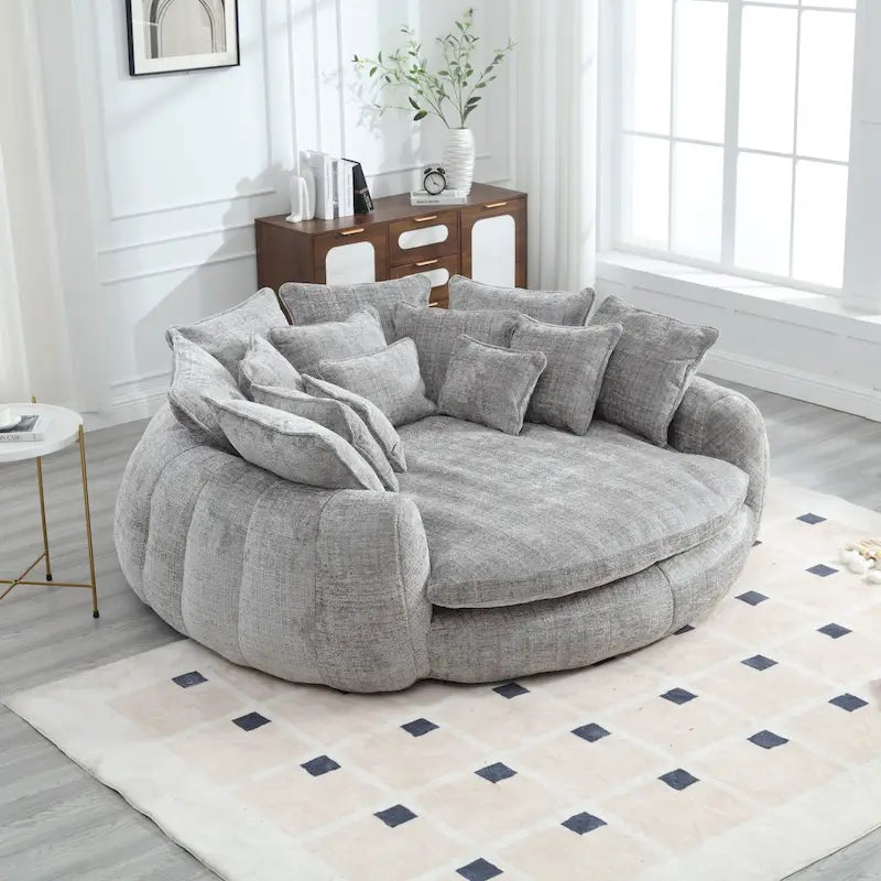 Comfortable Oversized Double Loaf High Back Round Sofa Bed with Armrests